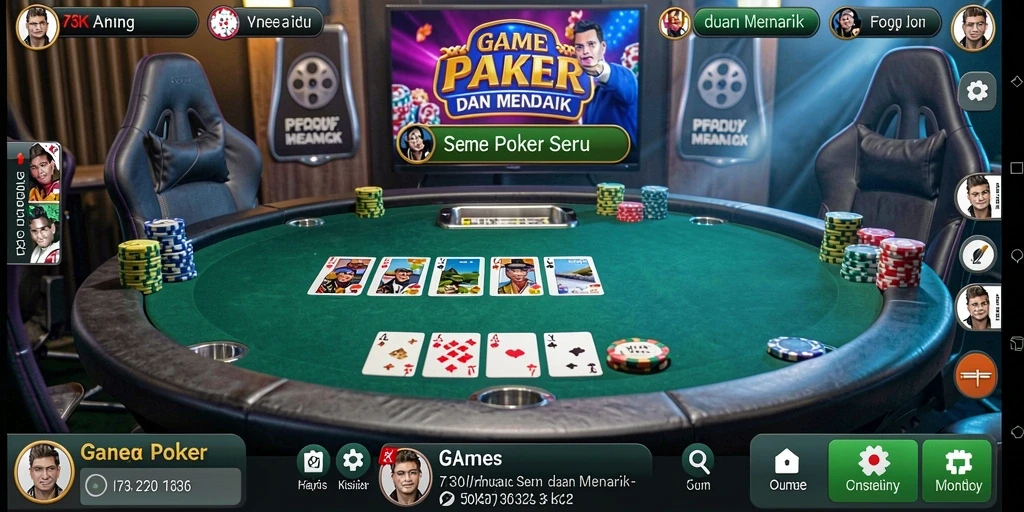 Screenshot gameplay 73K menampilkan aksi seru permainan Poker.