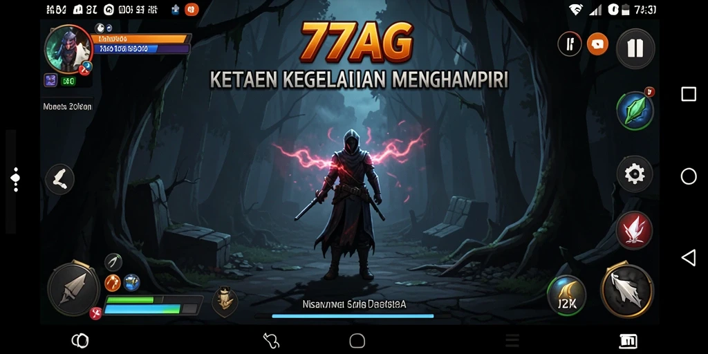 Screenshot gameplay 77AG menampilkan suasana Horror yang mencekam.