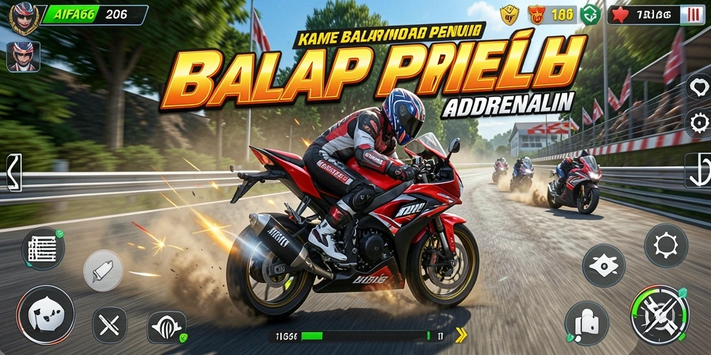 Screenshot AIFA66 menampilkan balapan motor yang intens dan menegangkan.