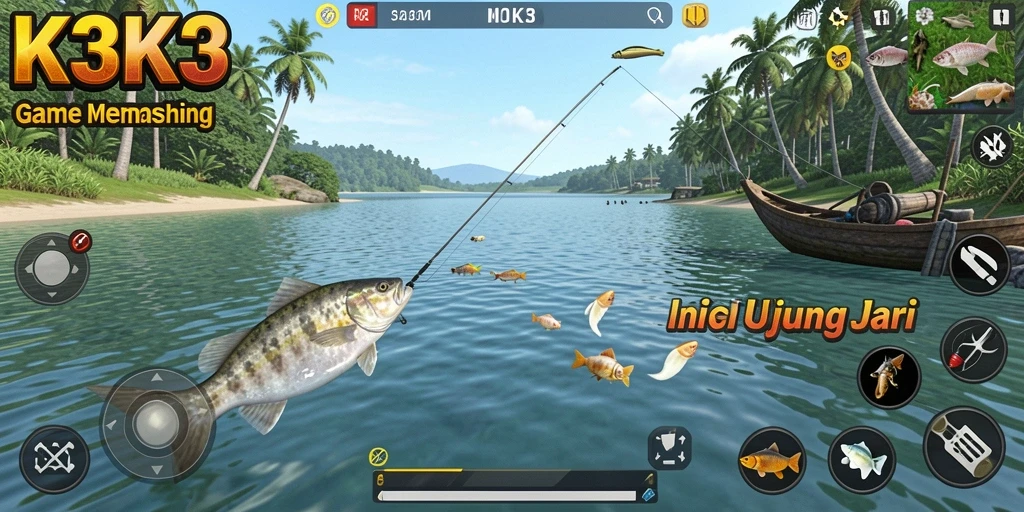 Tangkapan ikan menakjubkan dalam gameplay K3K3.
