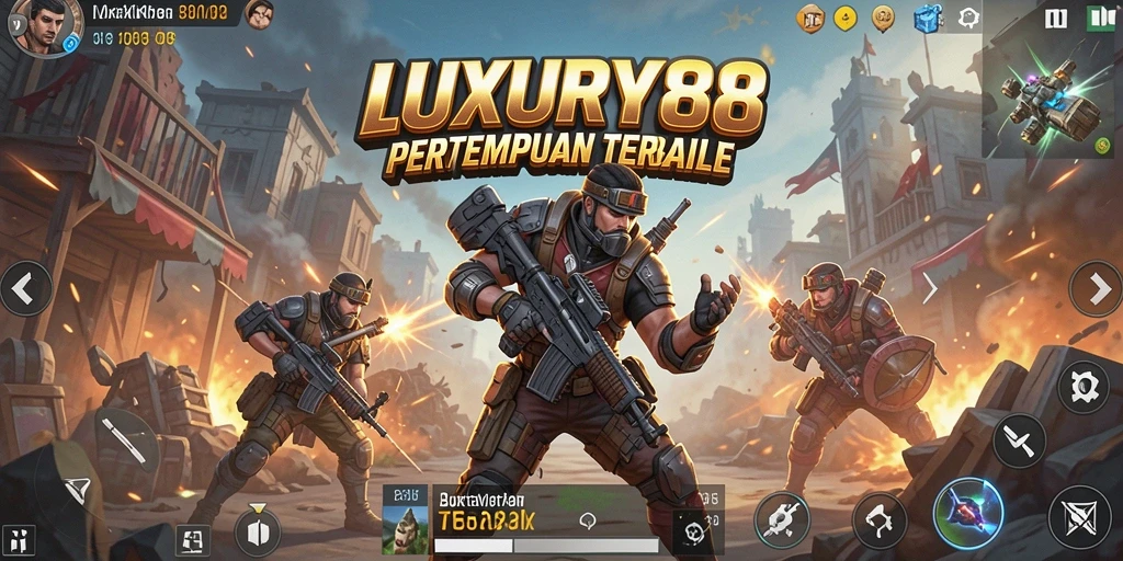 Tampilan gameplay mendebarkan dalam pertempuran LUXURY88 Battle Royale.