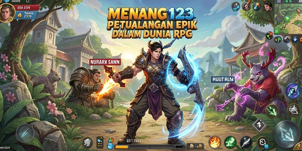 Tampilan gameplay petualangan epik dalam MENANG123.
