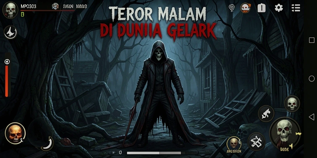 Screenshot gameplay MPO303 yang menegangkan dengan suasana horror yang mencekam.