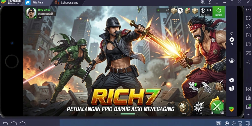 Tampilan aksi menegangkan dalam gameplay RICH7 yang seru.