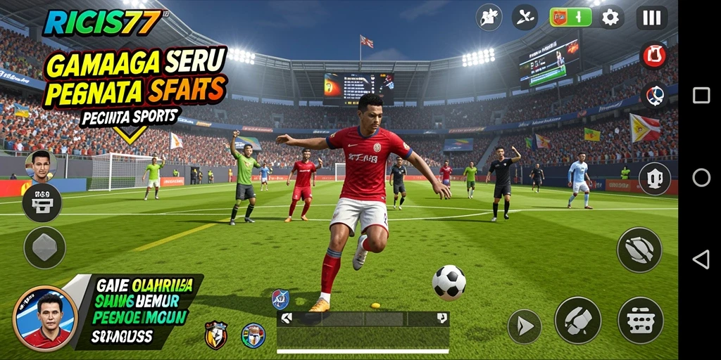 Screenshot gameplay RICIS77 menampilkan aksi olahraga yang mendebarkan.