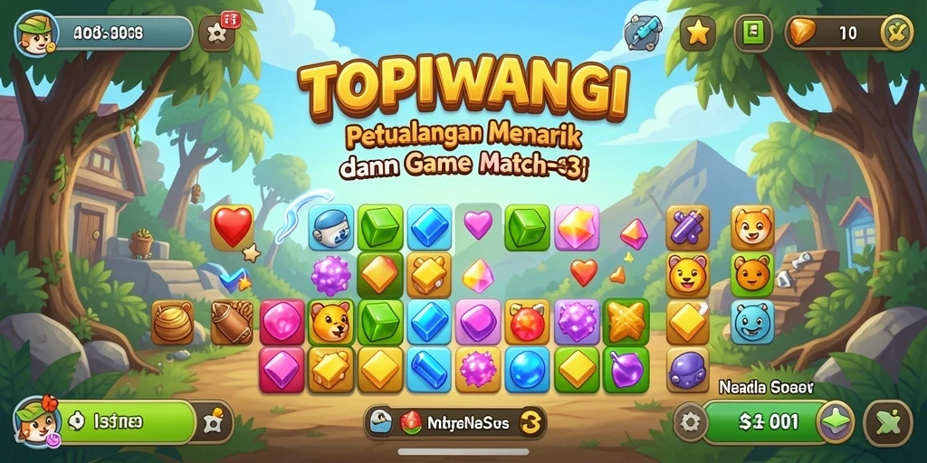 Gameplay seru TOPIWANGI dengan tantangan Match-3.