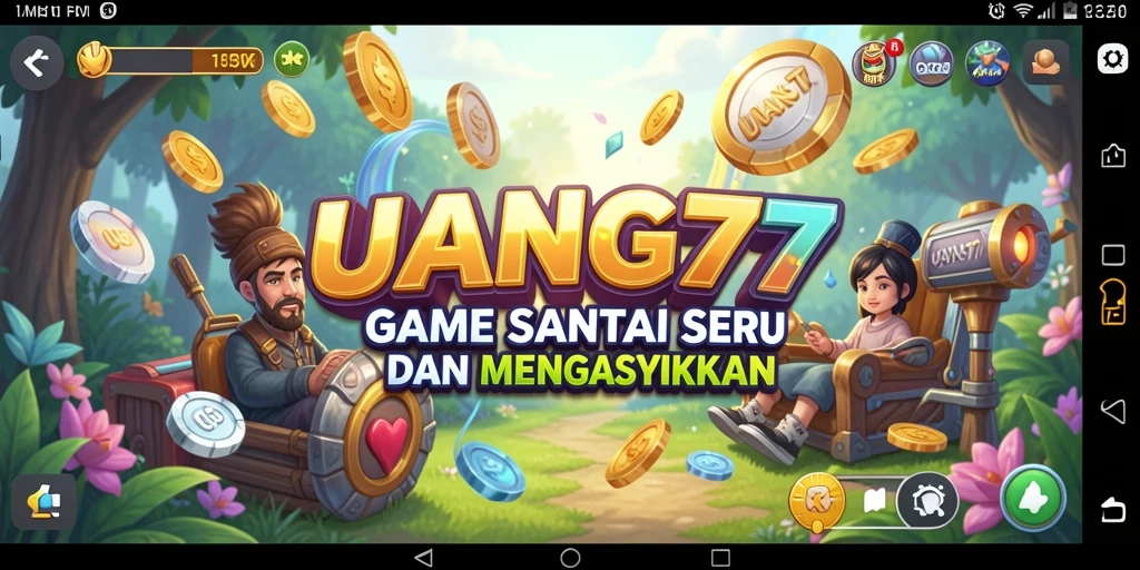 Tampilan gameplay utama UANG77 yang penuh warna dan menyenangkan.